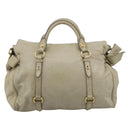 Miu Miu Hand Bag Leather 2way Beige Gold Auth 187673V-2