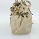Miu Miu Hand Bag Leather 2way Beige Gold Auth 187673V-4