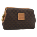 CELINE Macadam Canvas Accessory Pouch PVC Leather Brown Gold Auth 187676-1