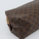 CELINE Macadam Canvas Accessory Pouch PVC Leather Brown Gold Auth 187676-11