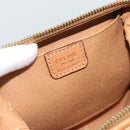 CELINE Macadam Canvas Accessoire Pouch PVC Leer Bruin Goud Auth 187676-12