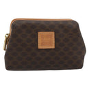 CELINE Macadam Canvas Accessoire Pouch PVC Leer Bruin Goud Auth 187676-13