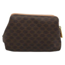 CELINE Macadam Canvas Accessory Pouch PVC Leather Brown Gold Auth 187676-3