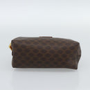 CELINE Macadam Canvas Accessoire Pouch PVC Leer Bruin Goud Auth 187676-6