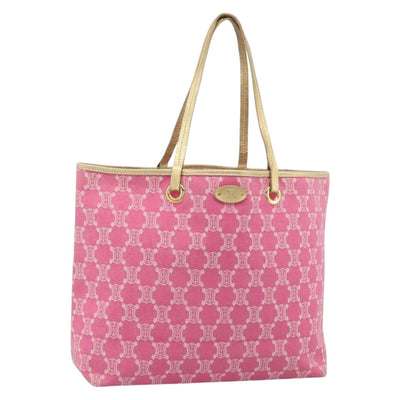 CELINE Paris Macadam Canvas Tote Bag Denim Pink Gold Auth 187677V