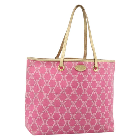 CELINE Paris Macadam Canvas Tote Bag Denim Pink Gold Auth 187677V