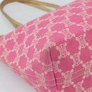 CELINE Paris Macadam Canvas Tote Bag Denim Pink Gold Auth 187677V-14