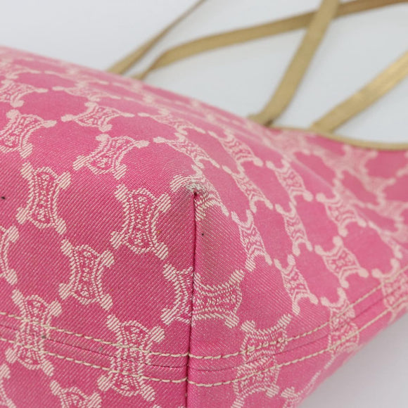 CELINE Paris Macadam Canvas Tote Bag Denim Pink Gold Auth 187677V
