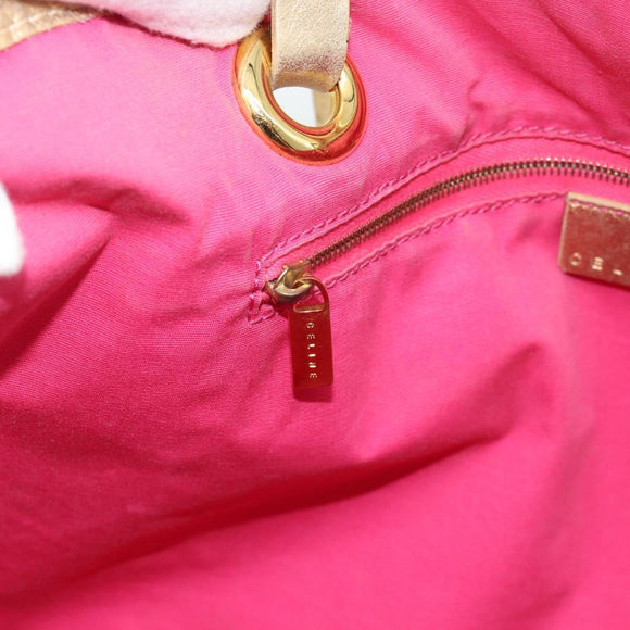 CELINE Paris Macadam Canvas Tote Bag Denim Pink Gold Auth 187677V