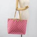 CELINE Paris Macadam Canvas Tote Bag Denim Pink Gold Auth 187677V-21