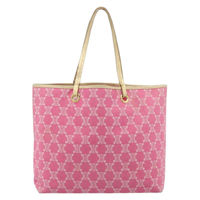 CELINE Paris Macadam Canvas Tote Bag Denim Pink Gold Auth 187677V - 0