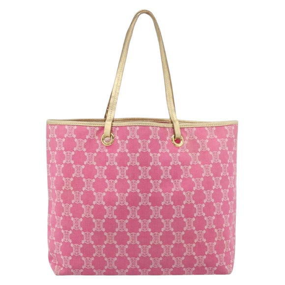 CELINE Paris Macadam Canvas Tote Bag Denim Pink Gold Auth 187677V