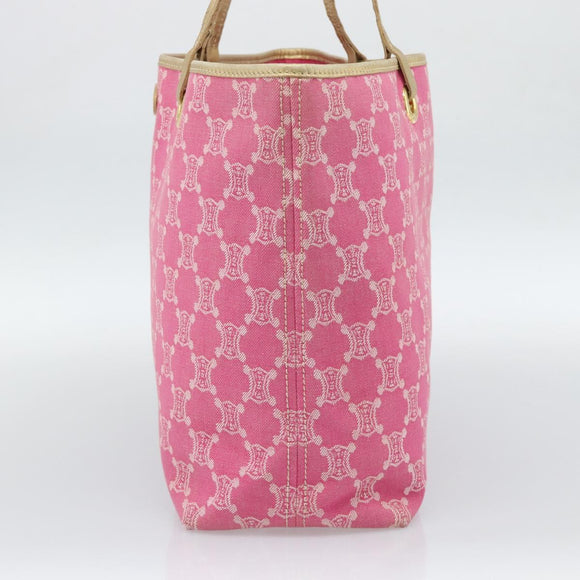 CELINE Paris Macadam Canvas Tote Bag Denim Pink Gold Auth 187677V
