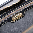 FENDI Pecan Canvas Boston Bag PVC Black Brown gold Auth 187684V-10