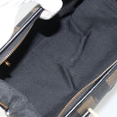 FENDI Pecan Canvas Boston Bag PVC Black Brown gold Auth 187684V-11