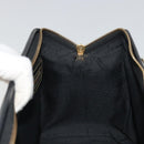 FENDI Pecan Canvas Boston Bag PVC Black Brown gold Auth 187684V-20