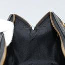 FENDI Pecan Canvas Boston Bag PVC Black Brown gold Auth 187684V-21