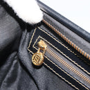 FENDI Pecan Canvas Boston Bag PVC Black Brown gold Auth 187684V-22
