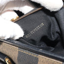 FENDI Pecan Canvas Boston Bag PVC Black Brown gold Auth 187684V-12