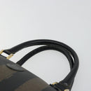 FENDI Pecan Canvas Boston Bag PVC Black Brown gold Auth 187684V-8