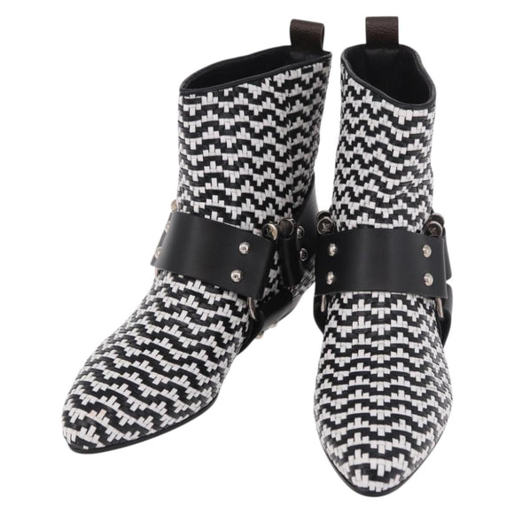 LOUIS VUITTON Baroque Line Ankle Boots Leather Black LV Auth 187687M