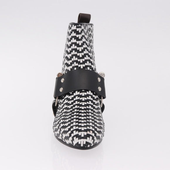 LOUIS VUITTON Baroque Line Ankle Boots Leather Black LV Auth 187687M