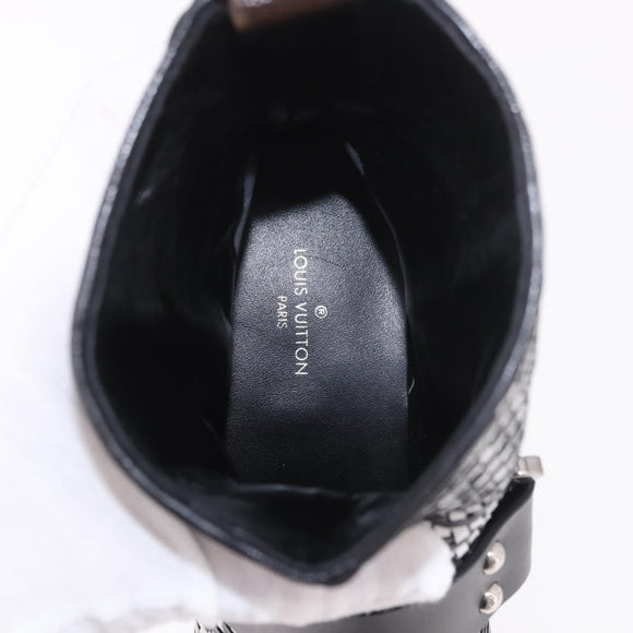 LOUIS VUITTON Baroque Line Ankle Boots Leather Black LV Auth 187687M