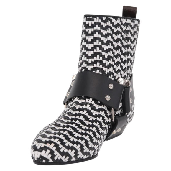 LOUIS VUITTON Baroque Line Ankle Boots Leather Black LV Auth 187687M