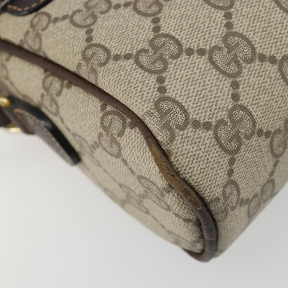 GUCCI GG Supreme Web Sherry Line Shoulder Bag PVC Beige Gold Auth 187688