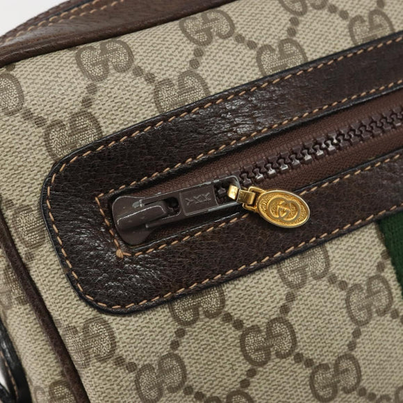 GUCCI GG Supreme Web Sherry Line Shoulder Bag PVC Beige Gold Auth 187688