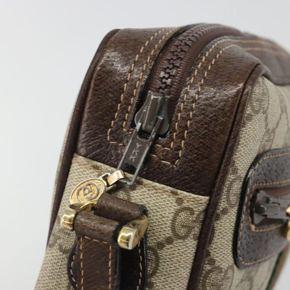 GUCCI GG Supreme Web Sherry Line Shoulder Bag PVC Beige Gold Auth 187688