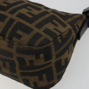 FENDI Zucca Canvas Mamma Baguette Schoudertas Zwart Zilver Bruin Auth 187689SAM-15