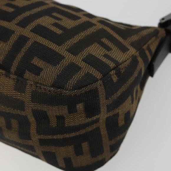 FENDI Zucca Canvas Mamma Baguette Schoudertas Zwart Zilver Bruin Auth 187689SAM