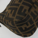 FENDI Zucca Canvas Mamma Baguette Schoudertas Zwart Zilver Bruin Auth 187689SAM-16