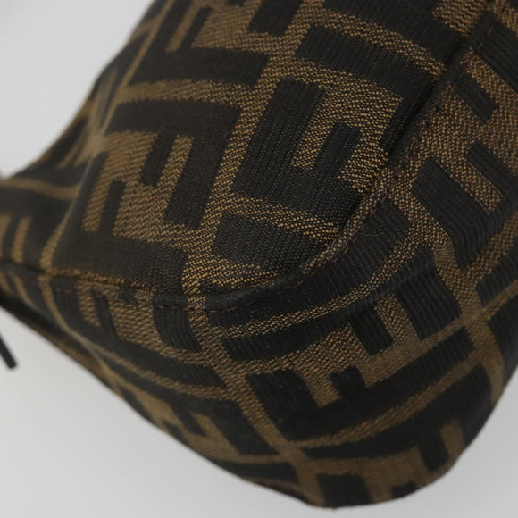 FENDI Zucca Canvas Mamma Baguette Schoudertas Zwart Zilver Bruin Auth 187689SAM