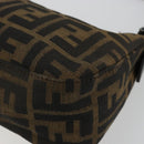 FENDI Zucca Canvas Mamma Baguette Schoudertas Zwart Zilver Bruin Auth 187689SAM-17