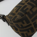 FENDI Zucca Canvas Mamma Baguette Schoudertas Zwart Zilver Bruin Auth 187689SAM-18