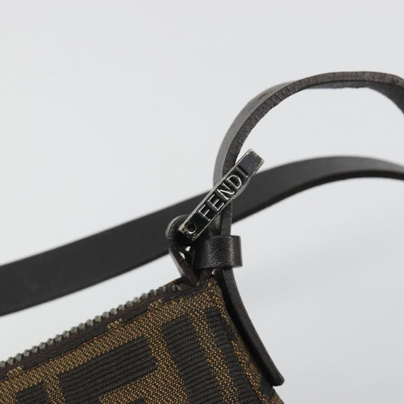 FENDI Zucca Canvas Mamma Baguette Schoudertas Zwart Zilver Bruin Auth 187689SAM