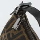 FENDI Zucca Canvas Mamma Baguette Schoudertas Zwart Zilver Bruin Auth 187689SAM-9