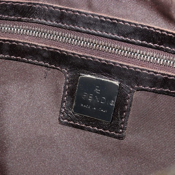 FENDI Zucca Canvas Mamma Baguette Schoudertas Zwart Zilver Bruin Auth 187689SAM