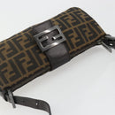 FENDI Zucca Canvas Mamma Baguette Schoudertas Zwart Zilver Bruin Auth 187689SAM-6