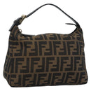 FENDI Zucca Canvas Hand Pouch Black Brown Auth 187696-1