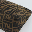 FENDI Zucca Canvas Hand Pouch Black Brown Auth 187696-14