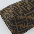 FENDI Zucca Canvas Hand Pouch Black Brown Auth 187696-15