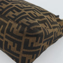 FENDI Zucca Canvas Hand Pouch Black Brown Auth 187696-16