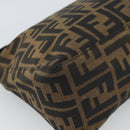 FENDI Zucca Canvas Hand Pouch Black Brown Auth 187696-17