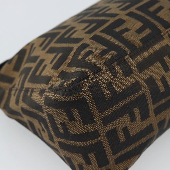 FENDI Zucca Canvas Hand Pouch Black Brown Auth 187696