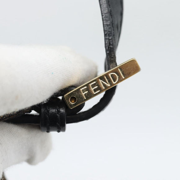 FENDI Zucca Canvas Hand Pouch Black Brown Auth 187696