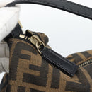 FENDI Zucca Canvas Hand Pouch Black Brown Auth 187696-10