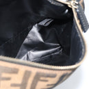 FENDI Zucca Canvas Hand Pouch Black Brown Auth 187696-19
